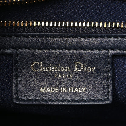 Christian Dior Canvas Striped Cannage Medium Caro Bag Beige Navy 6 of 11