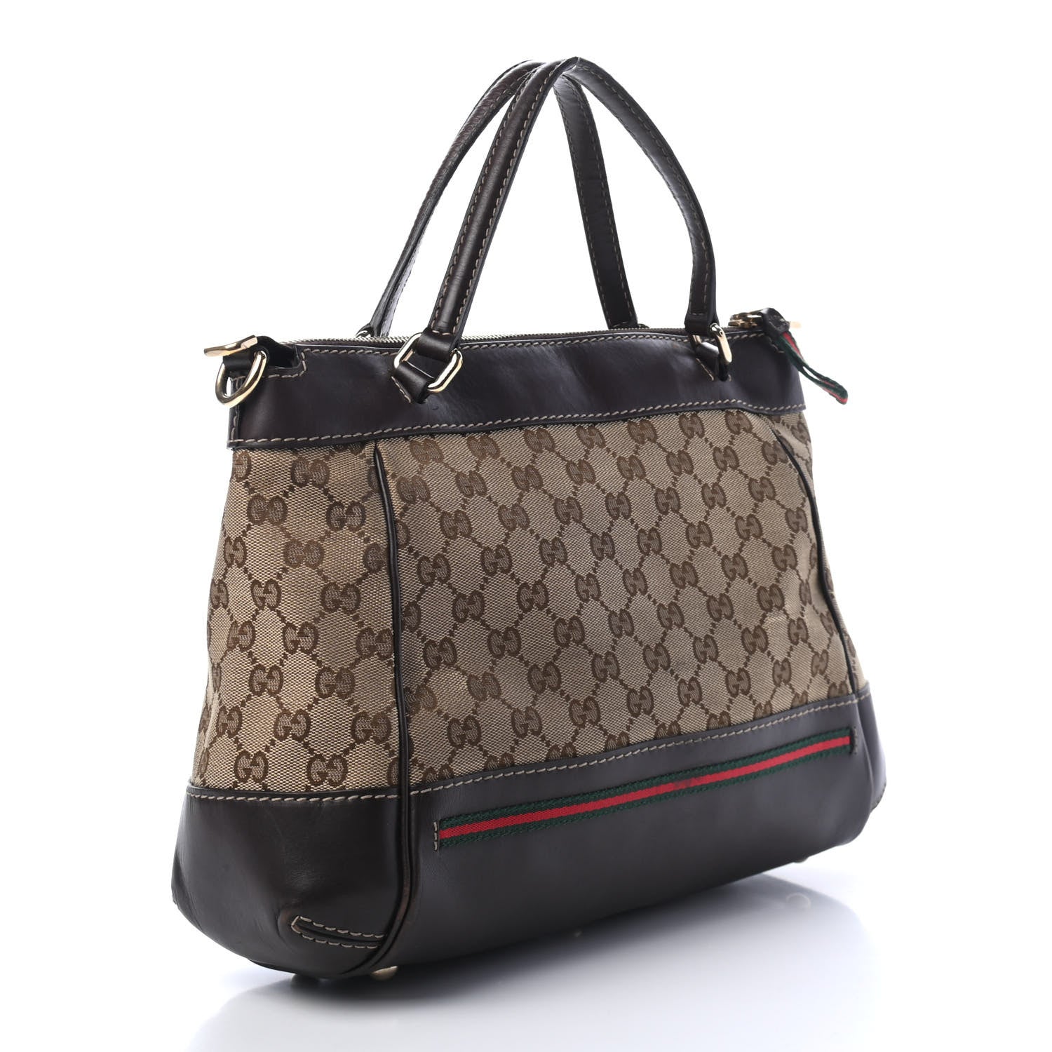 Gucci Monogram Web Mayfair Top Handle Satchel Dark Brown 2 of 5