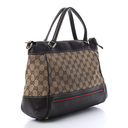 Gucci Monogram Web Mayfair Top Handle Satchel Dark Brown 2 of 5