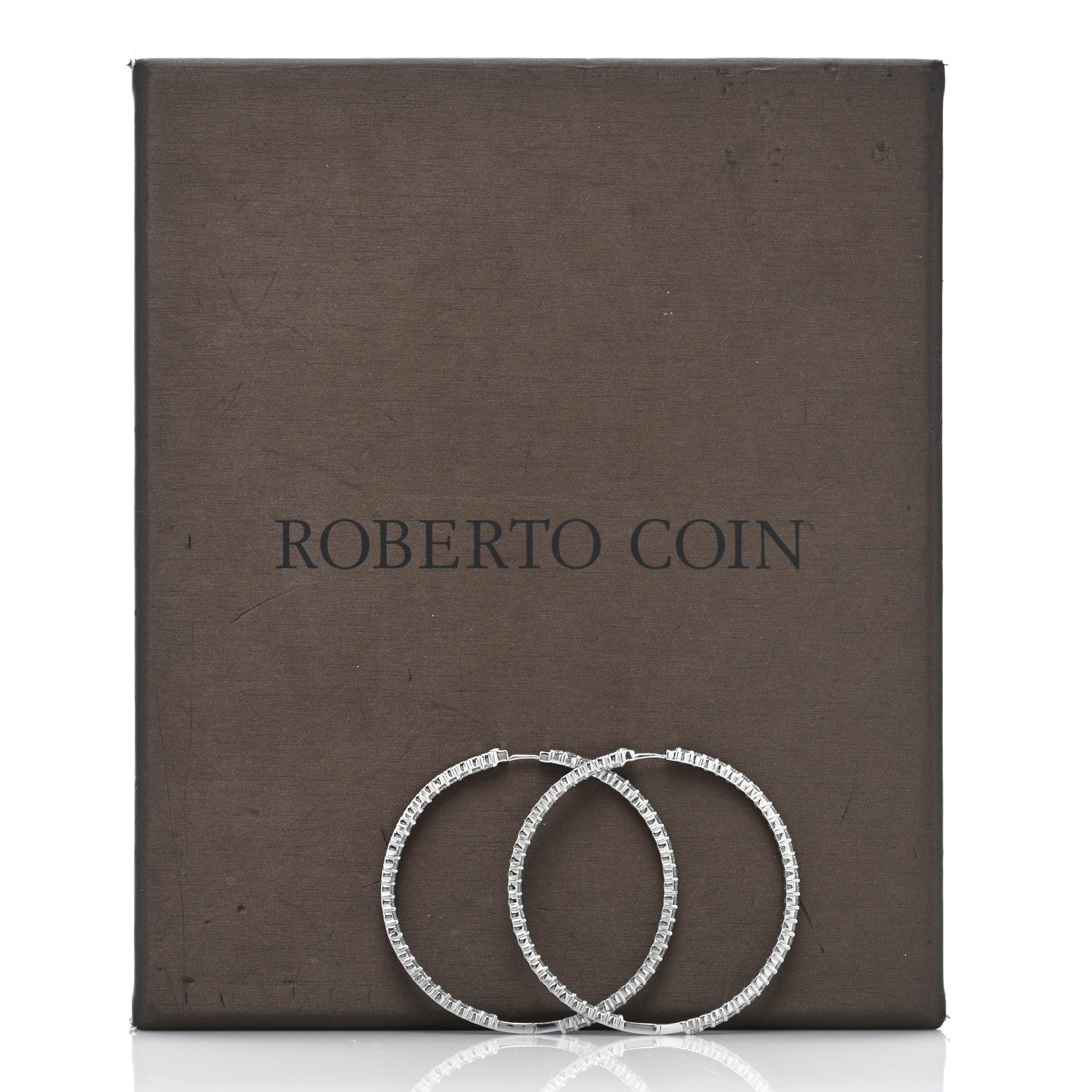 Roberto Coin 18K White Gold Diamond 7.55ctw Inside Outside Hoop Earrings 5 of 5