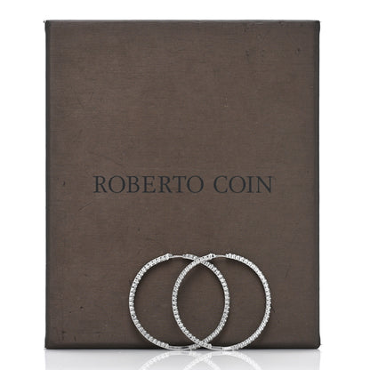 Roberto Coin 18K White Gold Diamond 7.55ctw Inside Outside Hoop Earrings 5 of 5