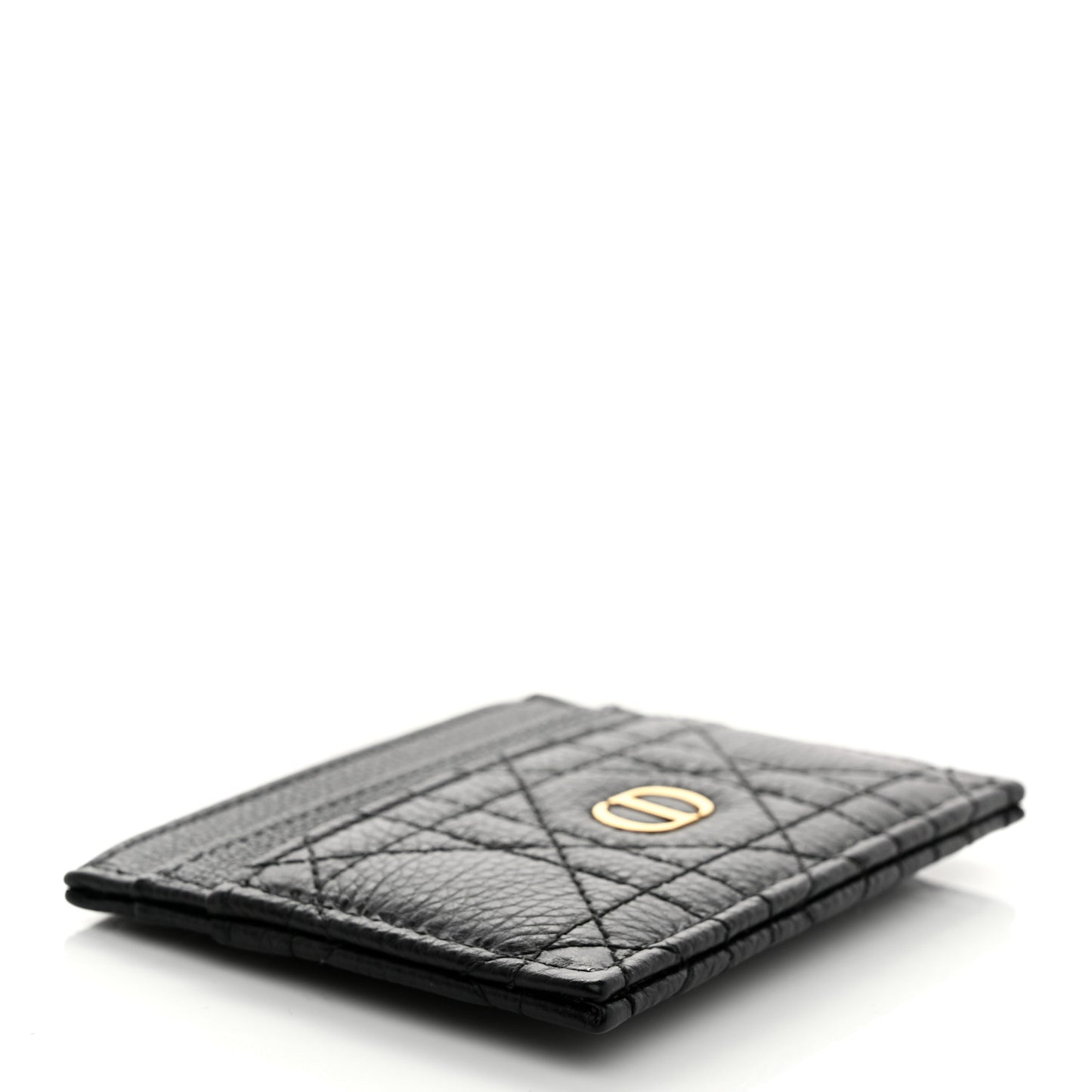Supple Calfskin Cannage Caro Freesia Card Holder Black