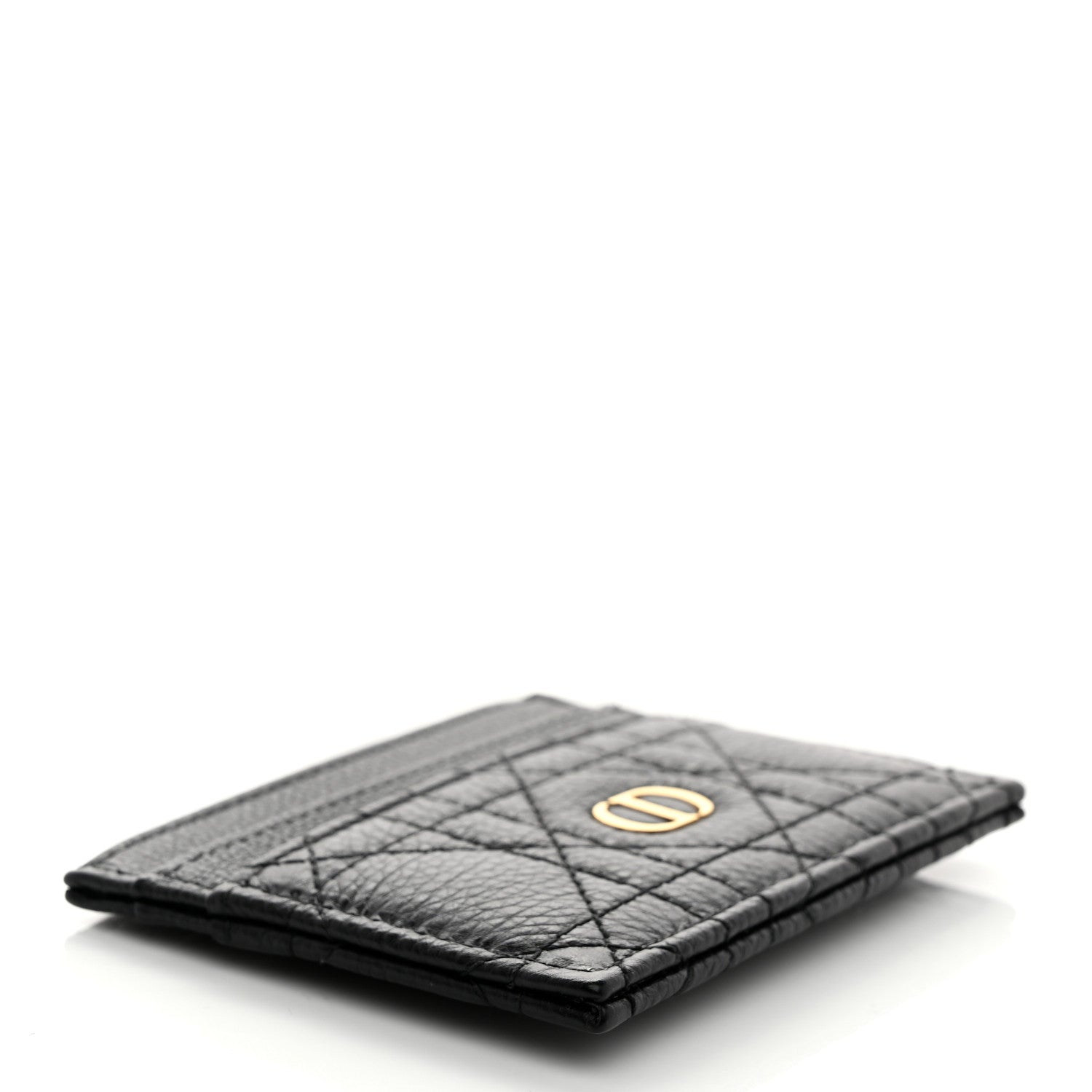 Christian Dior Supple Calfskin Cannage Caro Freesia Card Holder Black 4 of 8