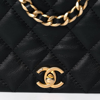 Chanel Calfskin Quilted Coco Mail Clutch With Chain Black 9 of 13