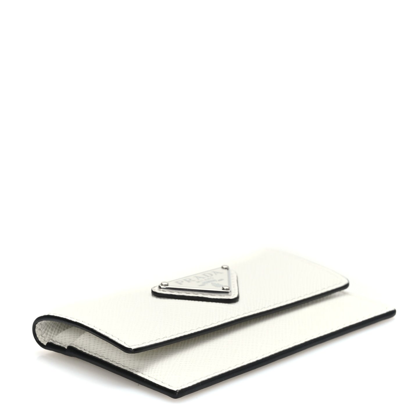 Saffiano Triangle Card Holder White