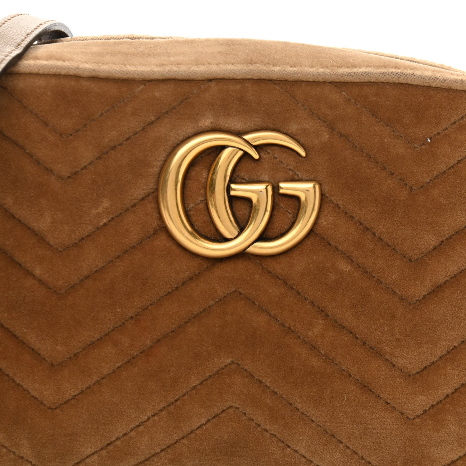 Gucci Velvet Matelasse Small GG Marmont Chain Shoulder Bag Taupe 9 of 11