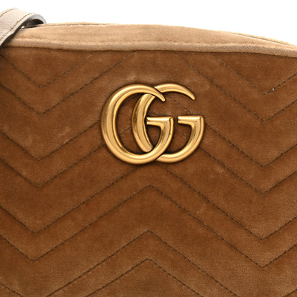 Gucci Velvet Matelasse Small GG Marmont Chain Shoulder Bag Taupe 9 of 11
