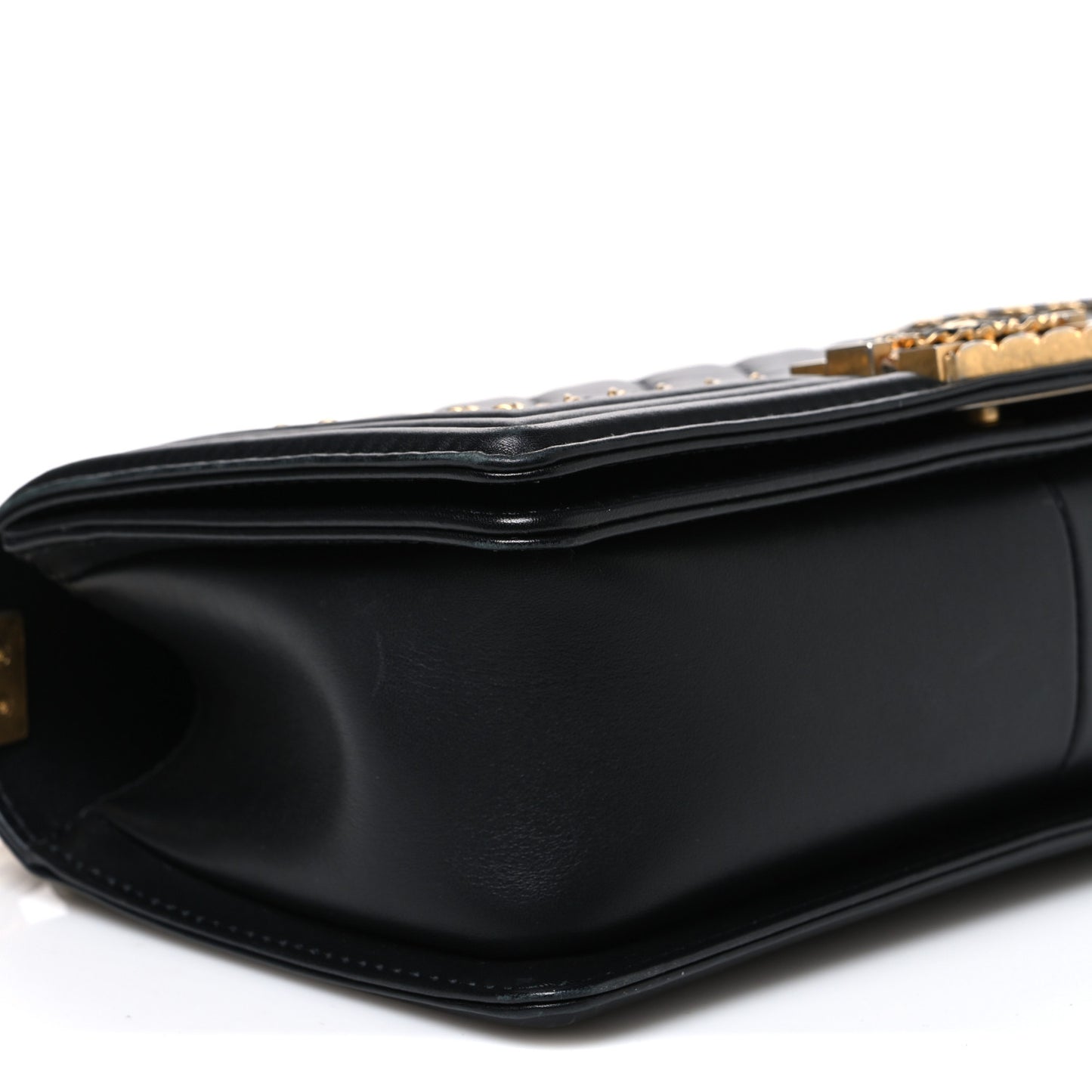 Lambskin Quilted Medium Chain Around Boy Flap Black