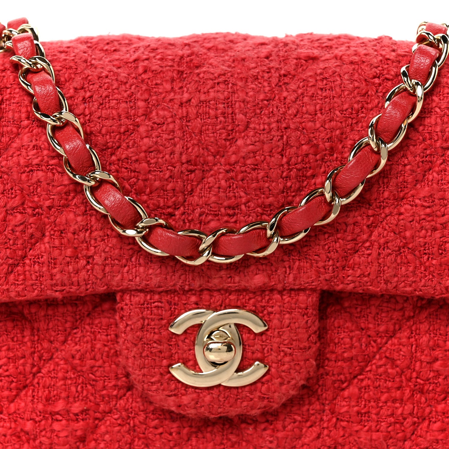 Chanel Tweed Quilted Mini Rectangular Flap Red 9 of 11