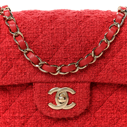 Chanel Tweed Quilted Mini Rectangular Flap Red 9 of 11