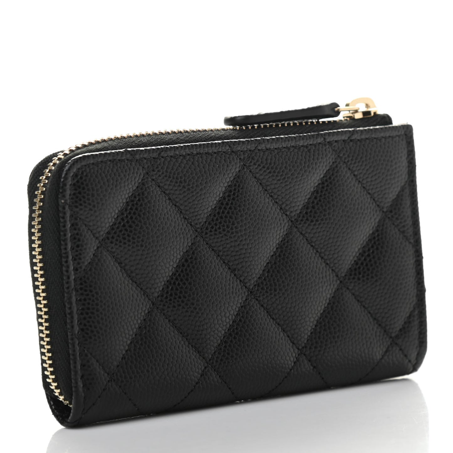 Caviar Quilted Zipped Key Holder Case Black