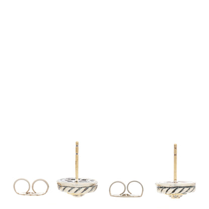 David Yurman Sterling Silver 18K Yellow Gold Diamond Cookie Cable Earrings 3 of 4