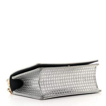 Christian Dior Metallic Patent Micro-Cannage Small Diorama Flap Bag Silver 4 of 21
