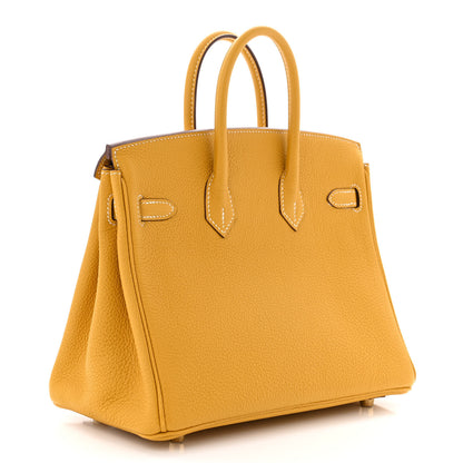 Hermes Togo Horseshoe Birkin 25 Jaune Ambre 3 of 11