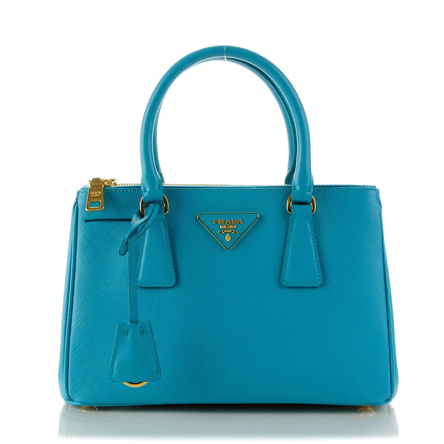 Prada Saffiano Mini Galleria Double Zip Tote Turchese 1 of 8