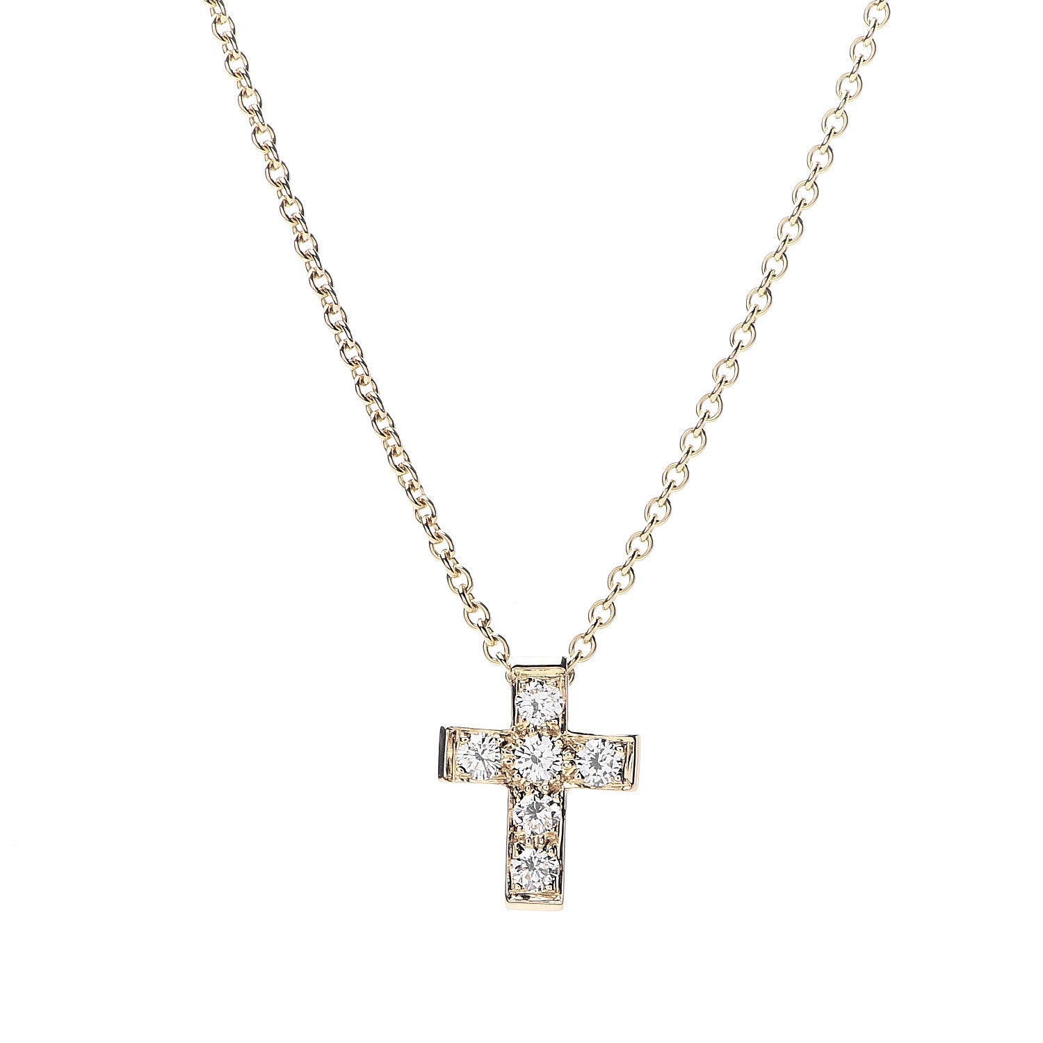 Van Cleef & Arpels 18K Yellow Gold Diamond Cross Pendant Necklace 4 of 6