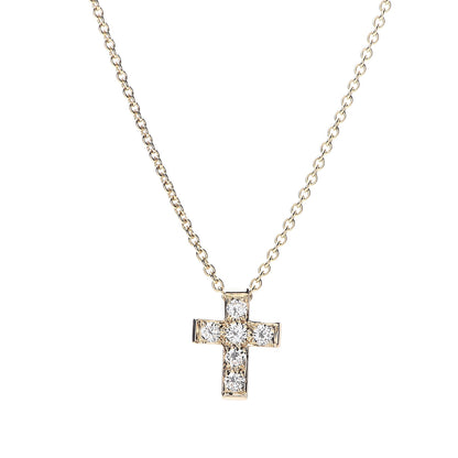 Van Cleef & Arpels 18K Yellow Gold Diamond Cross Pendant Necklace 4 of 6