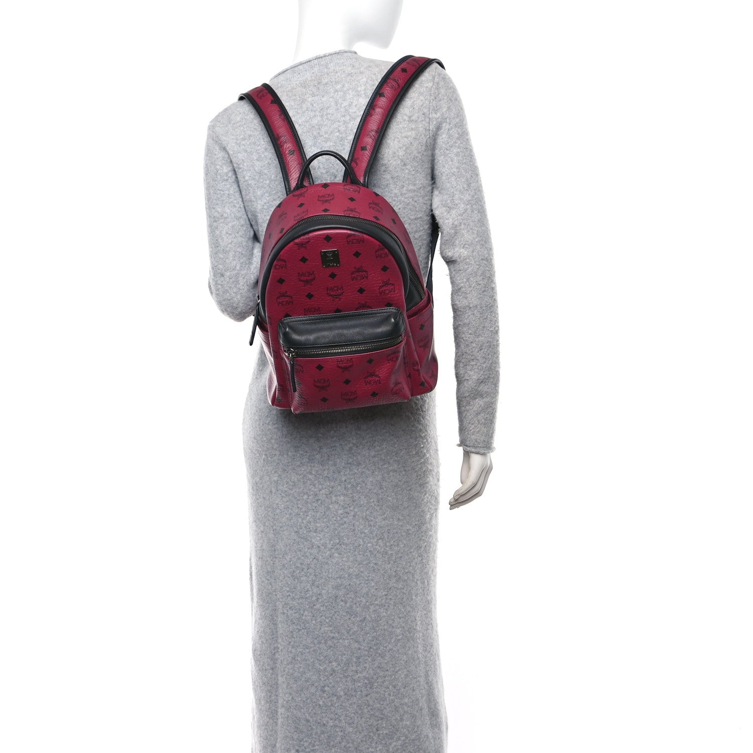 MCM Visetos Small Stark Backpack Burgundy 2 of 10