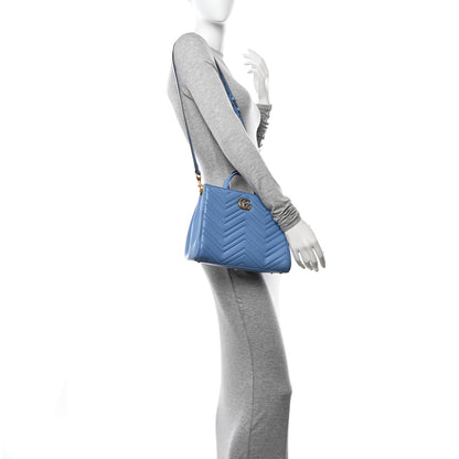 Gucci Calfskin Matelasse Small GG Marmont Tote Clear Sky Blue 3 of 12