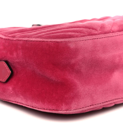 Gucci Velvet Matelasse Small GG Marmont Chain Shoulder Bag Light Raspberry Rose 10 of 11