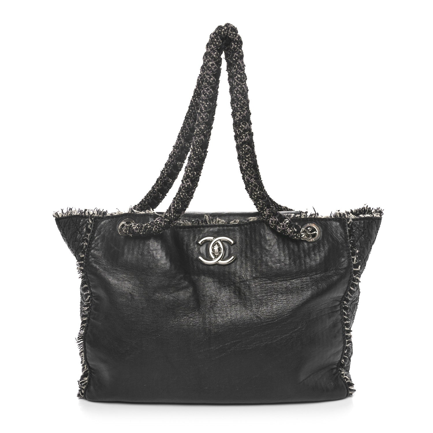 Chanel Glazed Calfskin Tweed Tweedy Shopping Tote Black 1 of 11