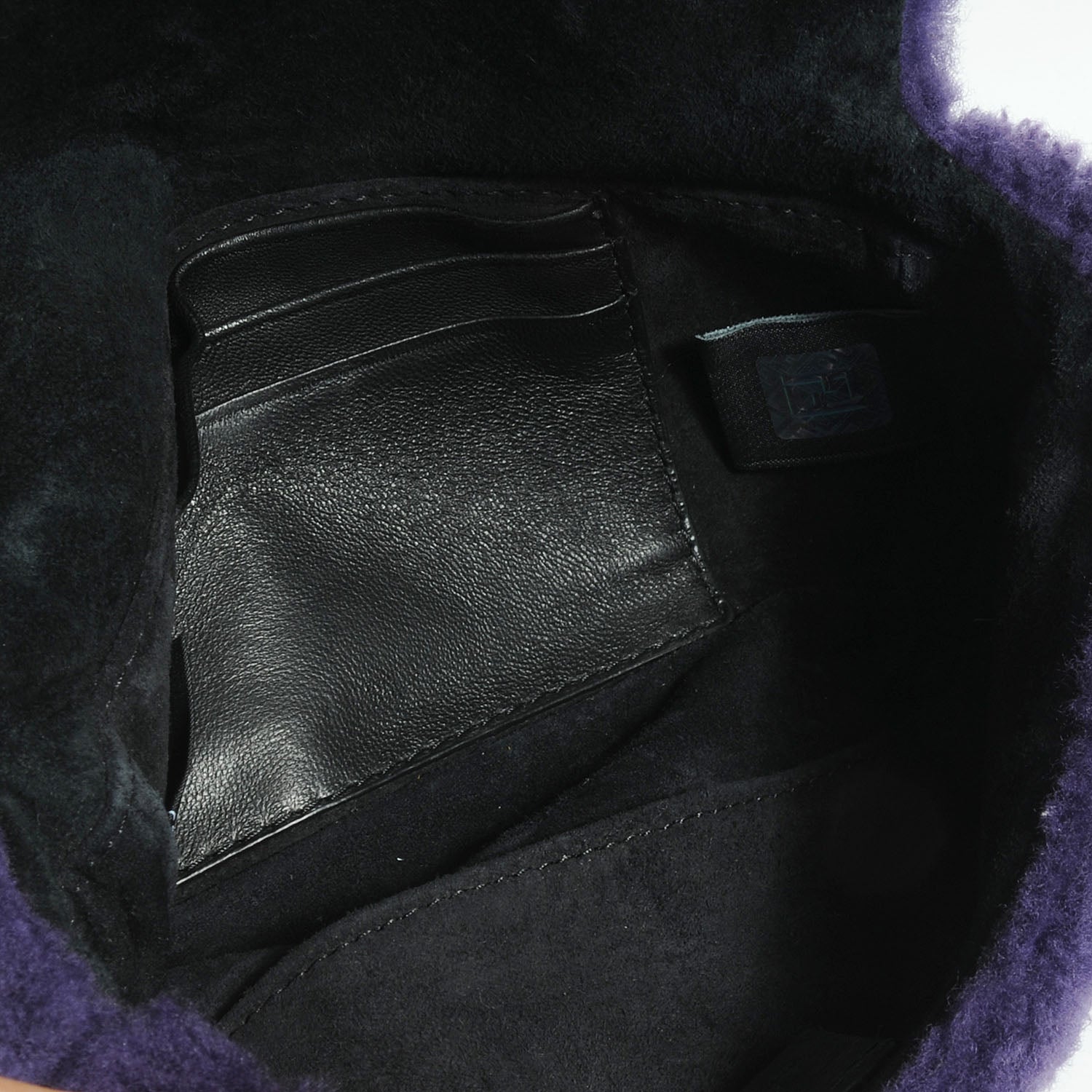 Fendi Shearling Nappa Mini Be Baguette Shoulder Bag Purple Black 5 of 9