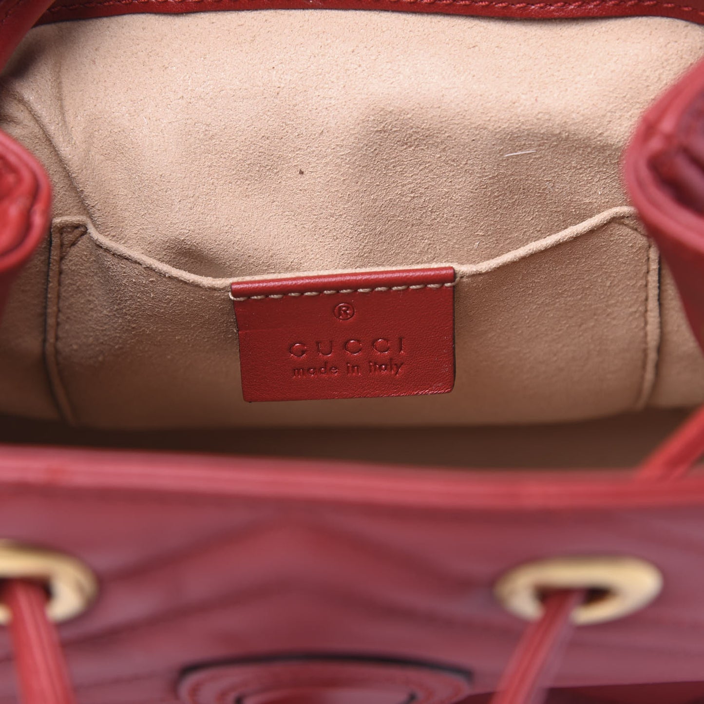 Calfskin Matelasse GG Marmont Flap Backpack Hibiscus Red