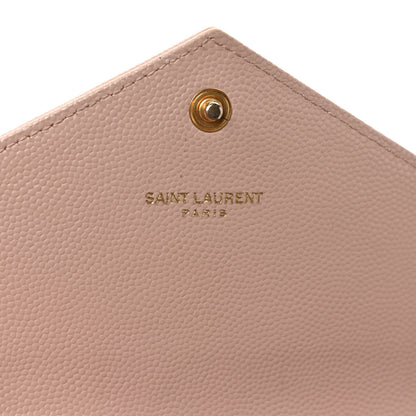 Saint Laurent Grain De Poudre Matelasse Chevron Monogram Flap Wallet Pale Pink 6 of 7