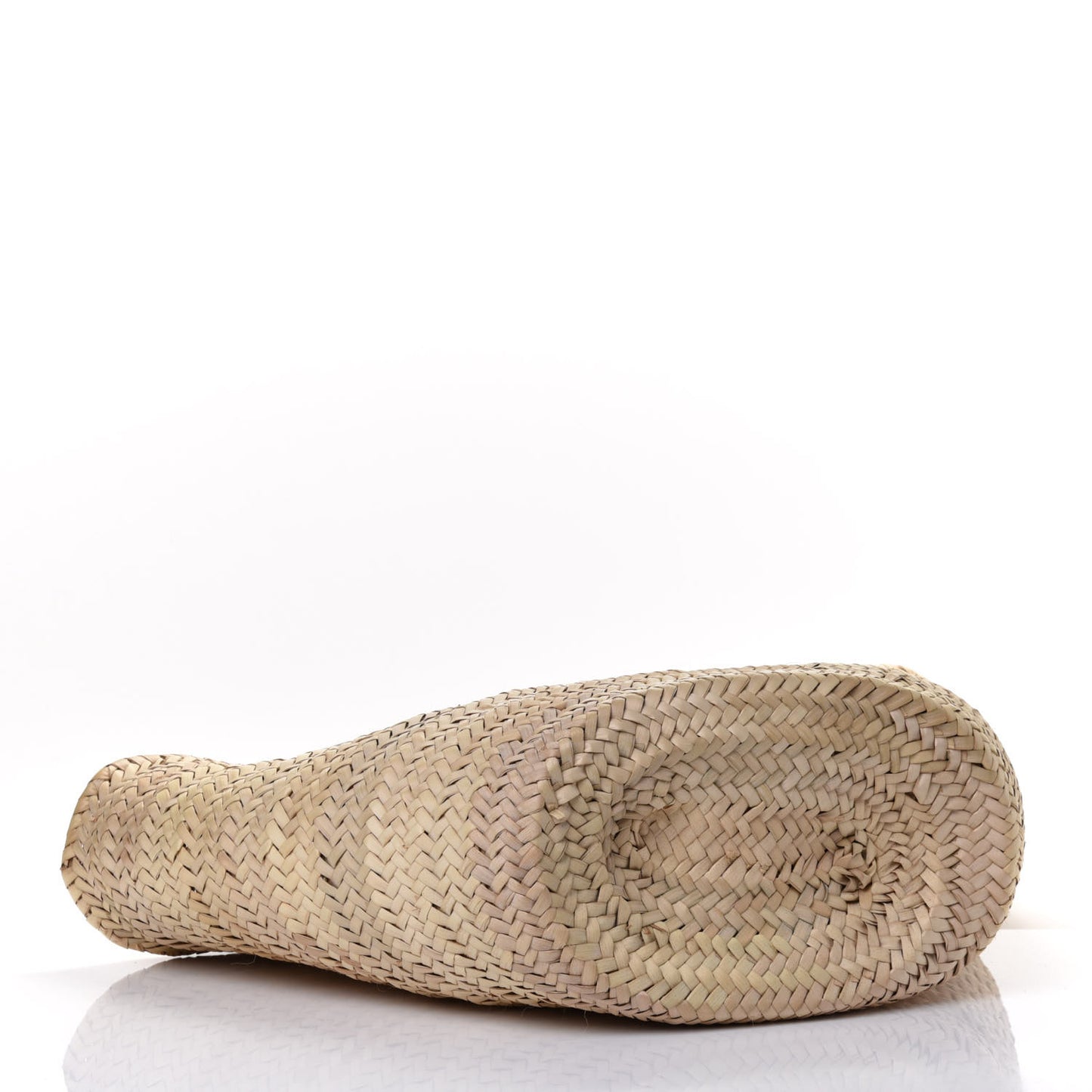 Raffia Calfskin Triomphe Medium Panier Tan