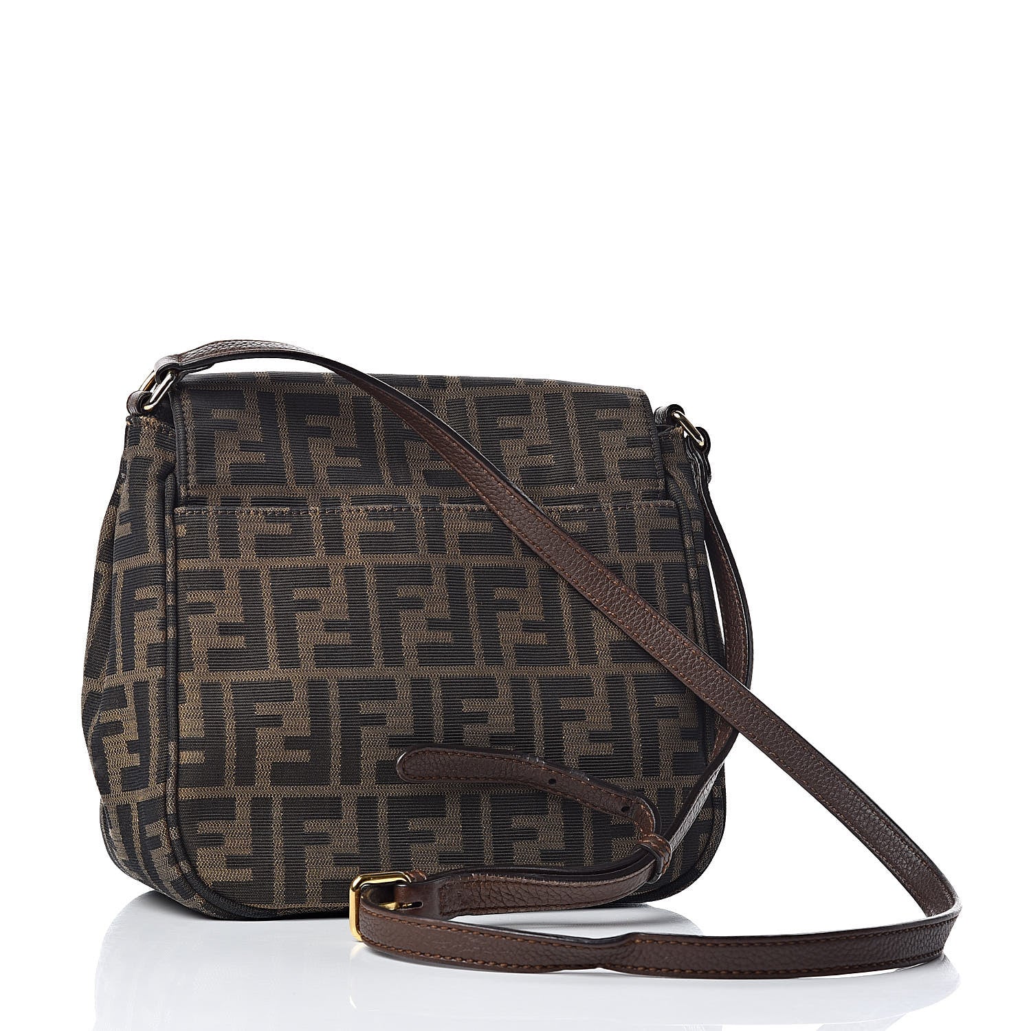 Fendi Zucca Vitello Artic Small Messenger Bag Tobacco Castagna 3 of 11