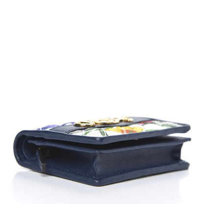 Gucci Canvas Flora Floral Trapuntata Zumi Card Case Wallet Great White Multicolor Blue Agata 4 of 8