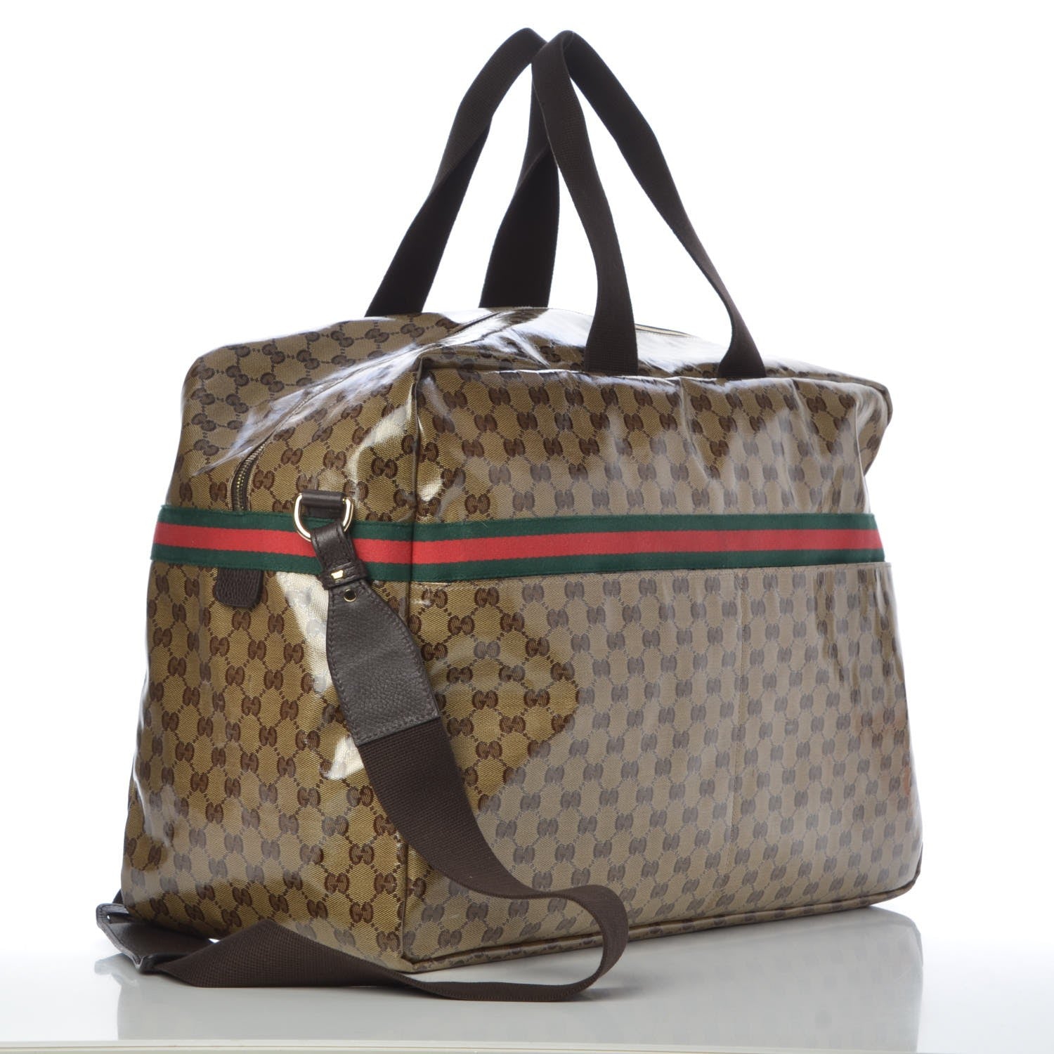 Gucci Crystal Monogram Web Large Carry On Duffle Bag Brown 3 of 7