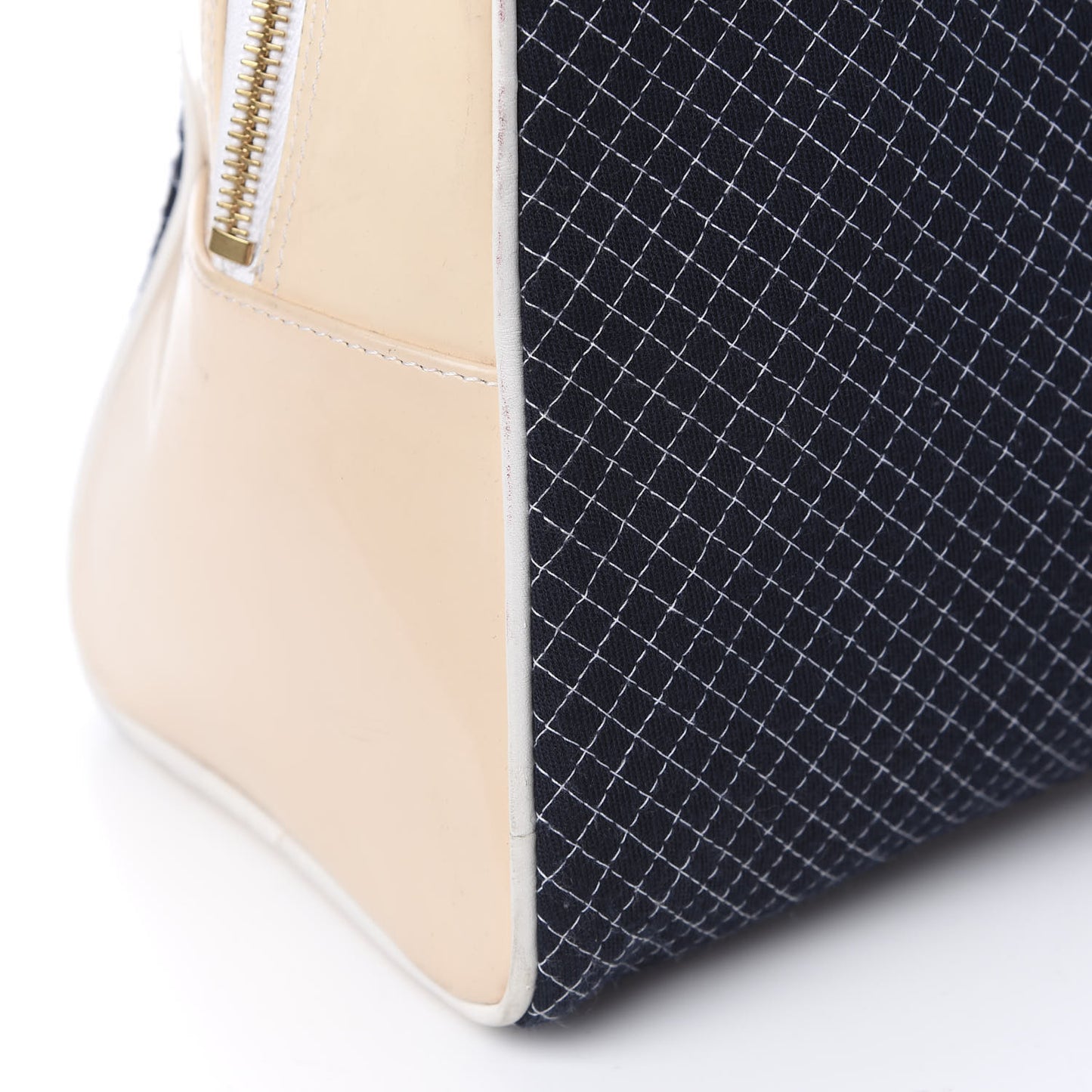 Patent Jersey Quilted Bowler Navy Blue