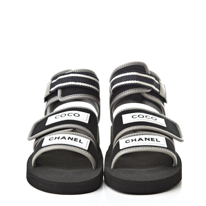 Chanel Lambskin Jersey Coco Sandals 38 Black 2 of 8