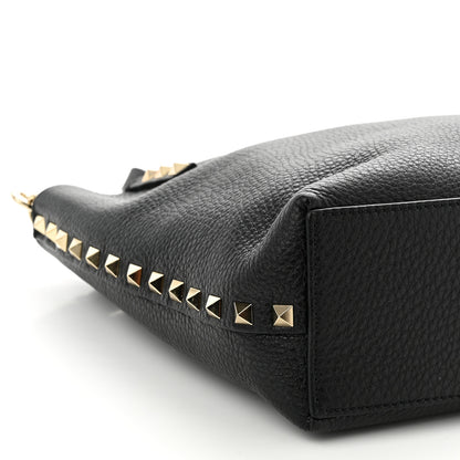 Valentino Garavani Grained Calfskin Small Rockstud Flip Lock Tote Black Rose Quartz 8 of 9