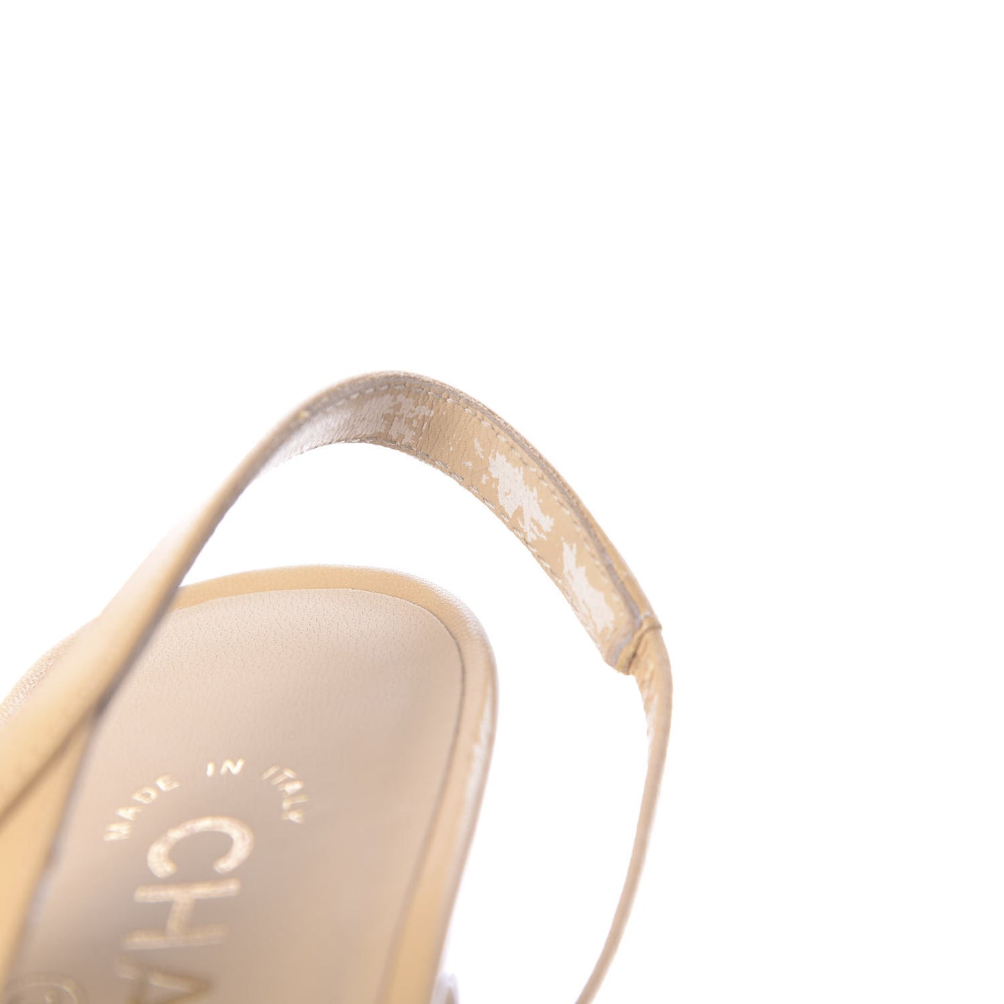 Goatskin Grosgrain Cap Toe CC Slingback Sandals 38 Beige Black