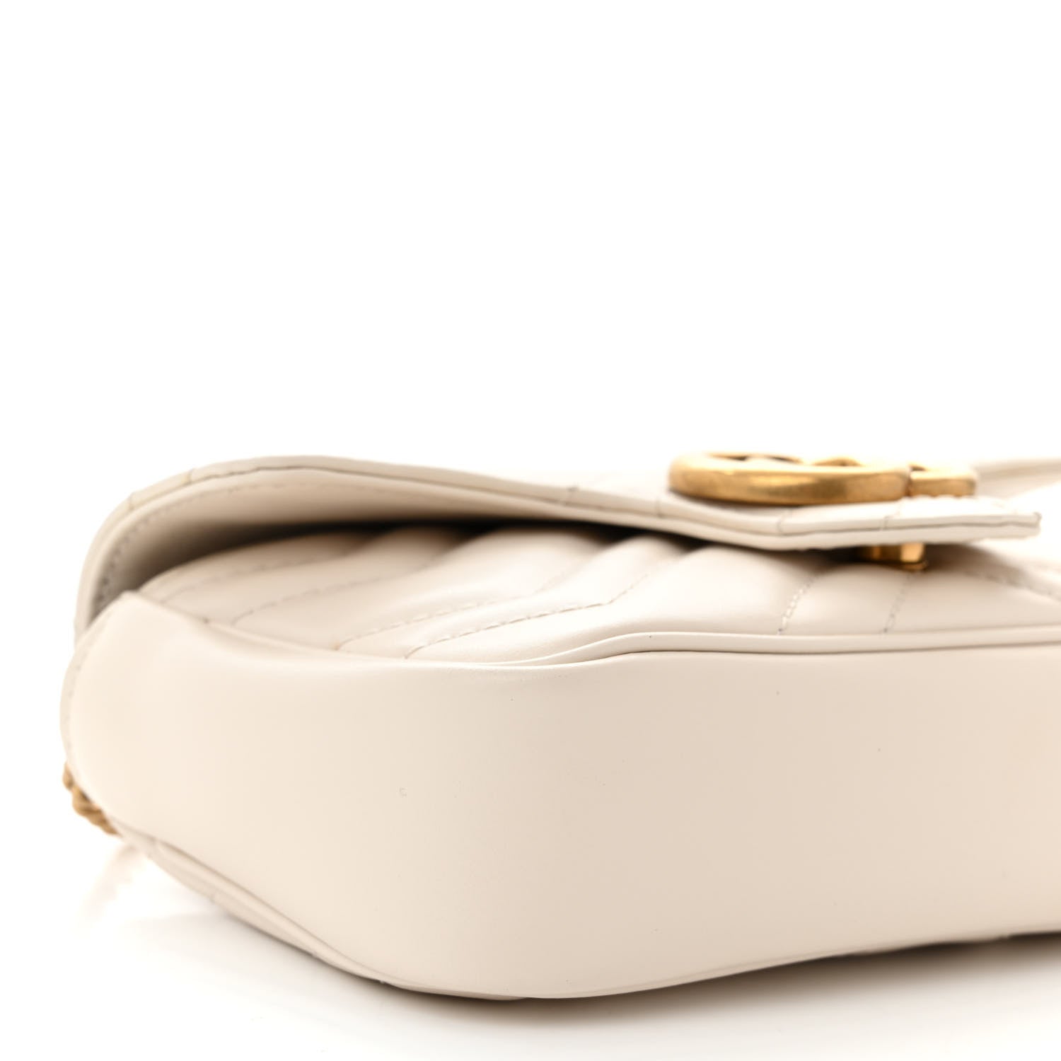 Gucci Calfskin Matelasse Super Mini GG Marmont Shoulder Bag White 9 of 11