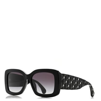 Chanel Acetate Quilted CC Rectangle Sunglasses 5483-A Black 1 of 8
