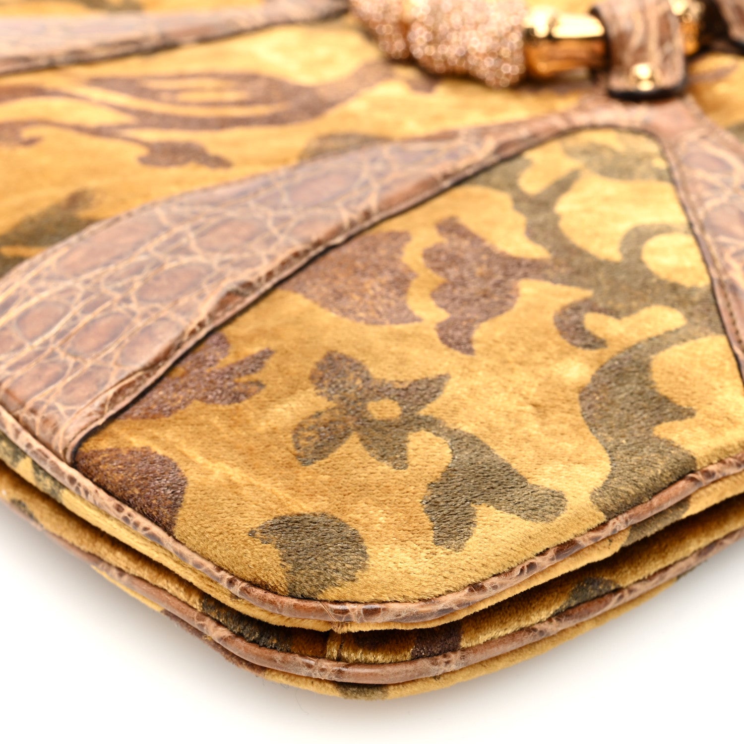 Gucci Velvet Alligator Tom Ford Jeweled Dragon Shoulder Bag Gold 10 of 10
