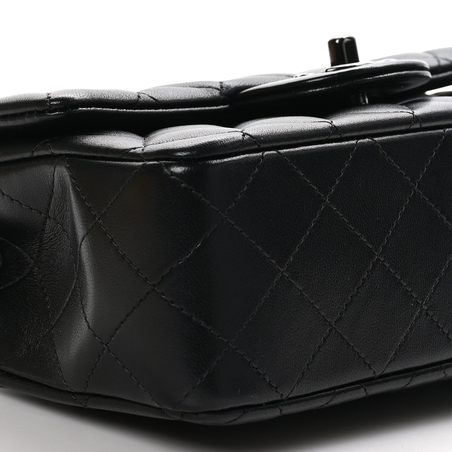 Lambskin Quilted Mini Top Handle Rectangular Flap So Black