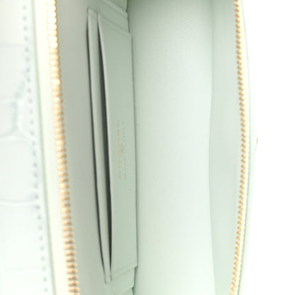 Chanel Calfskin Crocodile Embossed Crococo Top Handle Slim Vanity Case With Chain Light Blue 5 of 11
