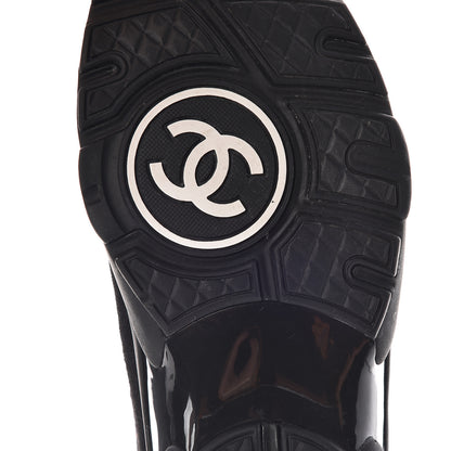 Chanel Velour Tweed CC Sneakers 37.5 Black Gold 7 of 8