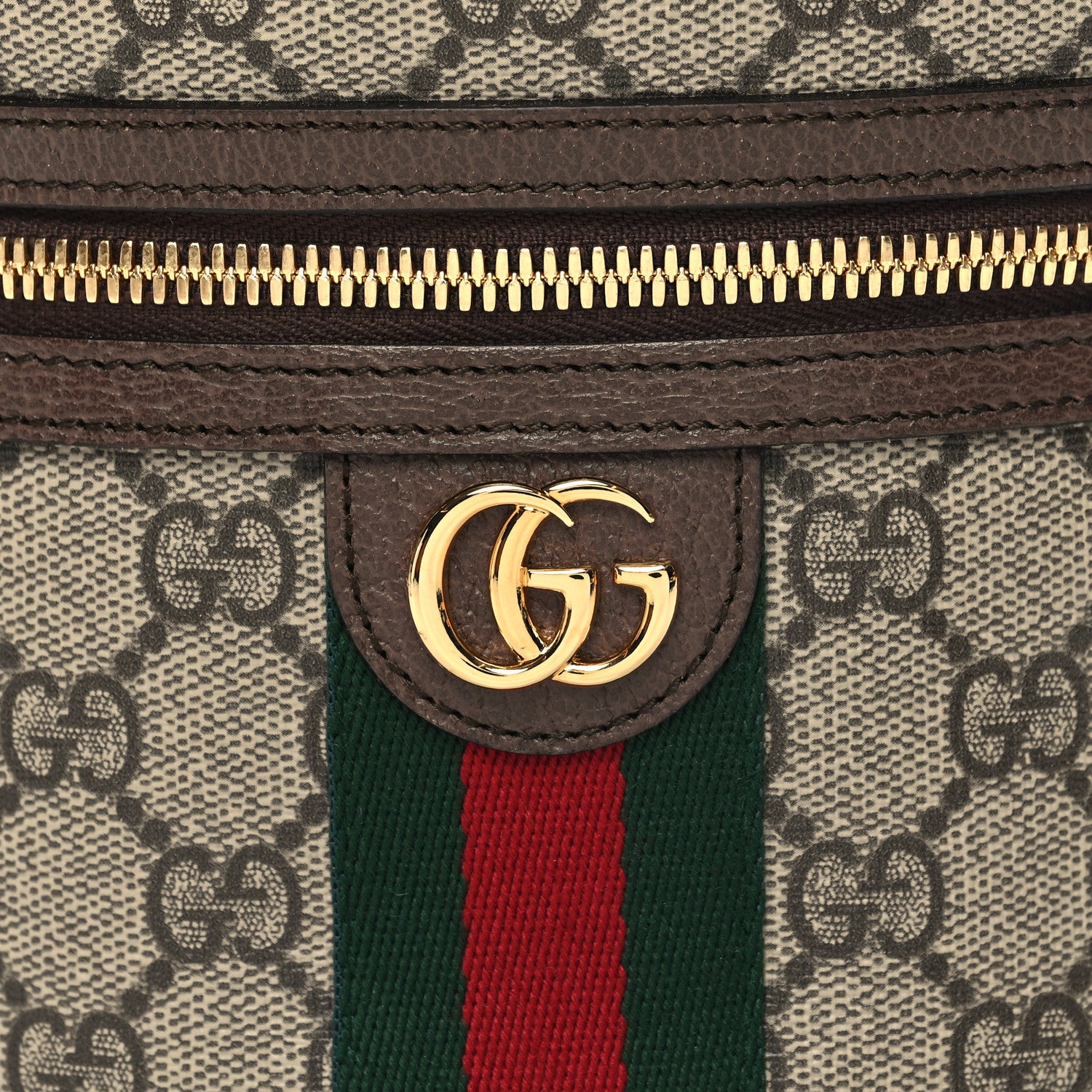 Gucci GG Supreme Monogram Textured Calfskin Web Ophidia Vanity Cosmetic Case Beige Ebony New Acero 9 of 12