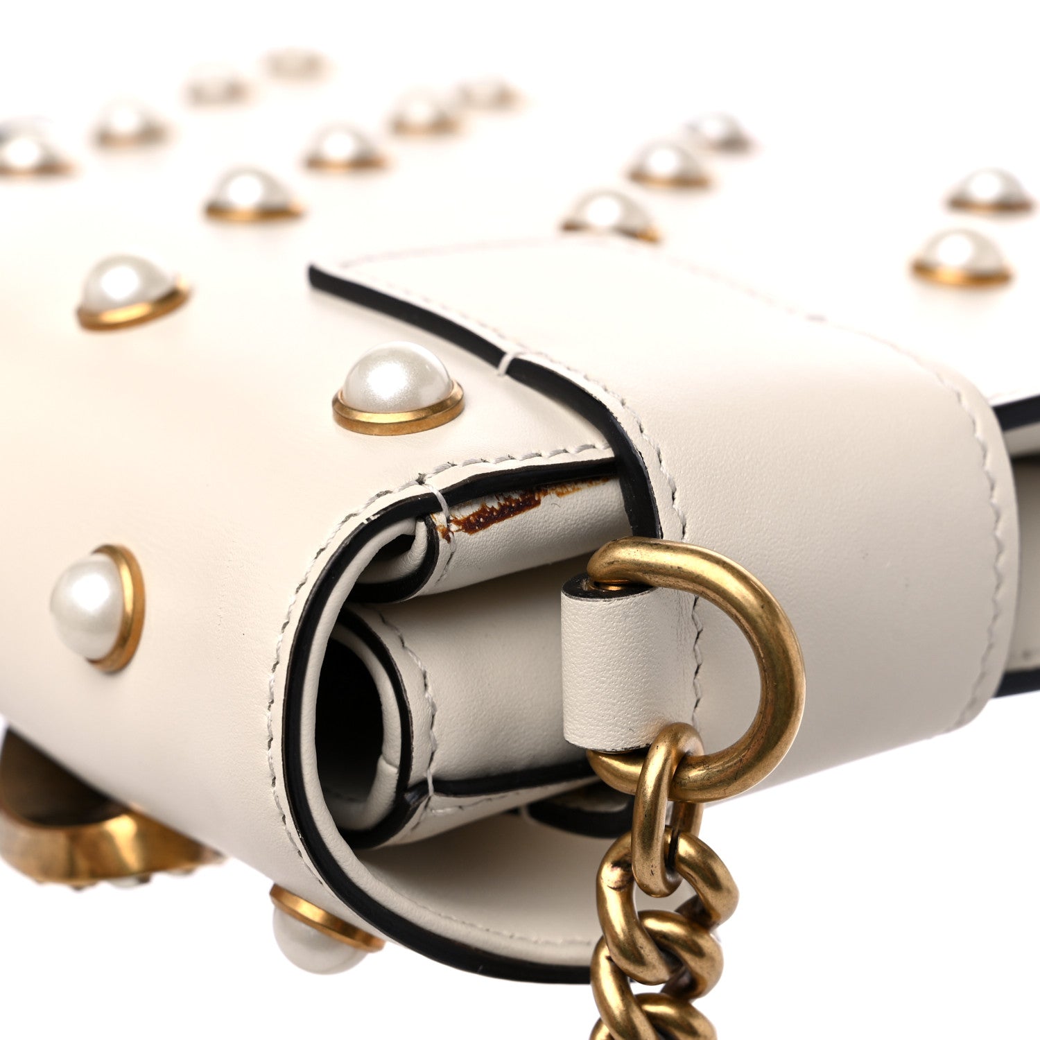 Gucci Nappa Pearl Studded Mini Queen Margaret Broadway Shoulder Bag Mystic White 14 of 14