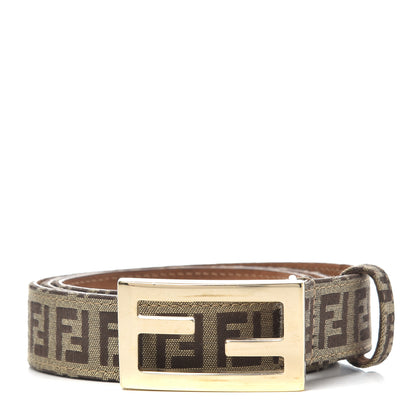 Fendi Fabric Calfskin FF Belt 80 32 Tobacco 1 of 6