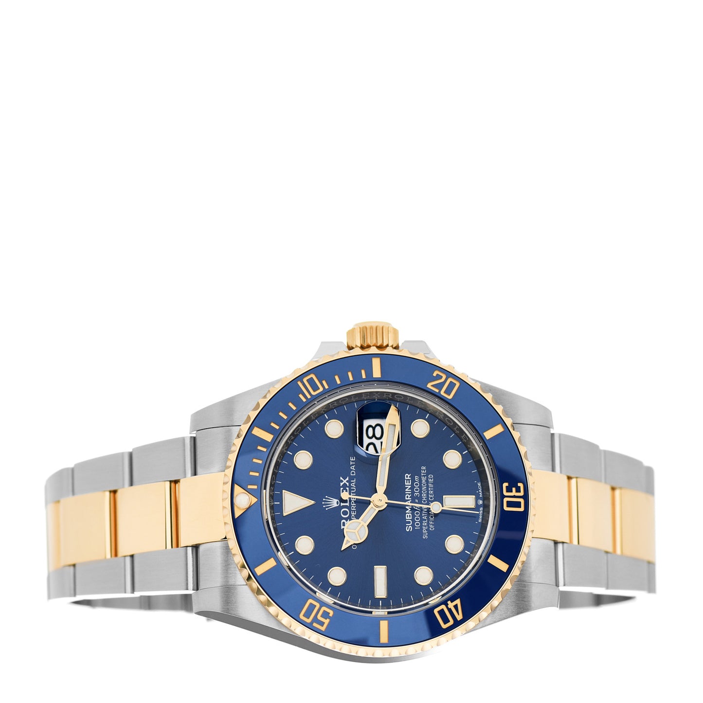 Stainless Steel 18K Yellow Gold 41mm Submariner Date Watch Royal Blue 126613LB