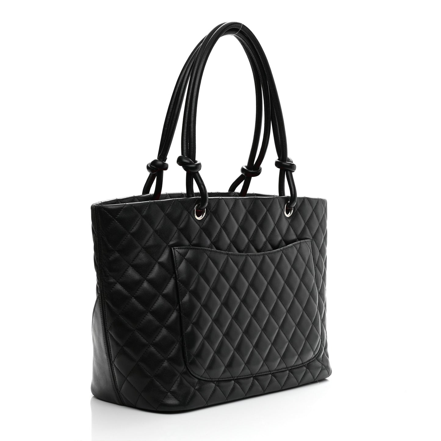 Calfskin Quilted Large Cambon Tote Black White