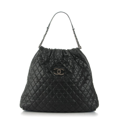 Chanel Distressed Glazed Caviar Quilted Large Elastic Tote Black 1 of 7