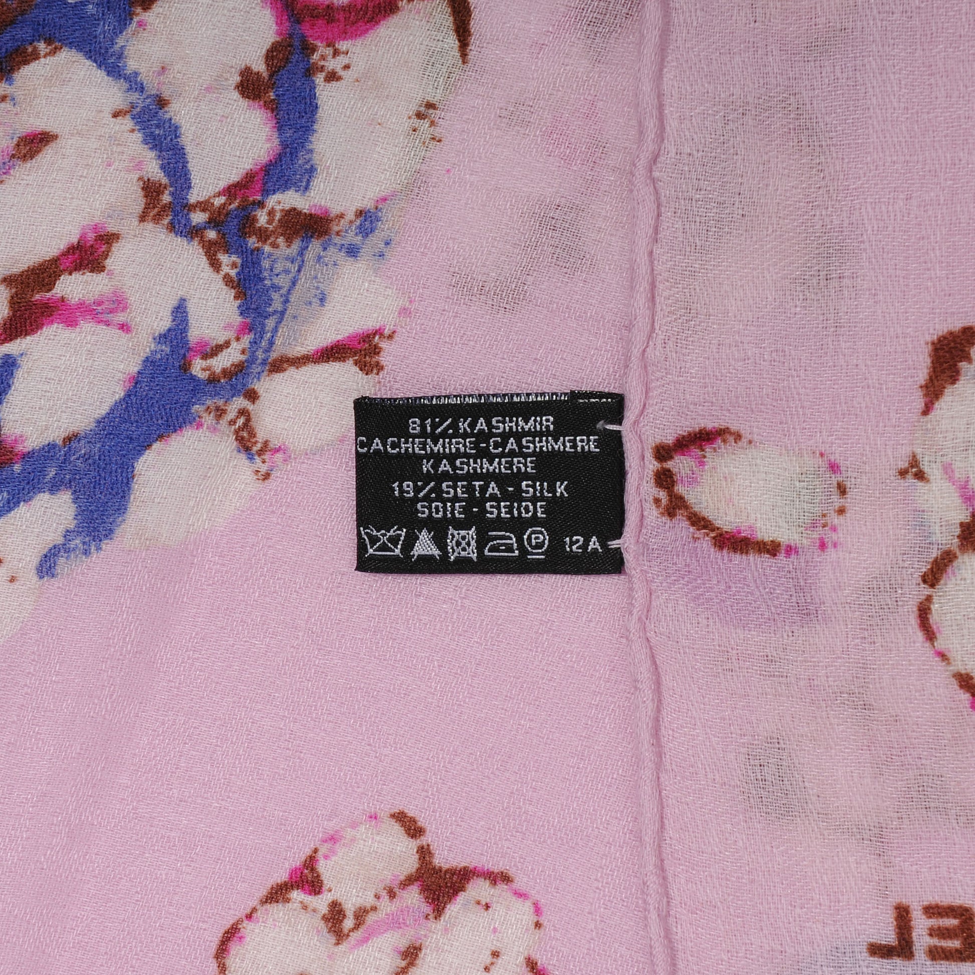 Chanel Cashmere Silk Camellia Scarf Shawl 6 of 6