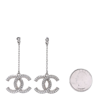 Chanel Baguette Crystal CC Drop Earrings Silver 2 of 4